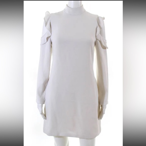 Wai Ming Womens Cold Shoulder Mock Neck White Dunn Dress White Size 2 - Picture 3 of 9